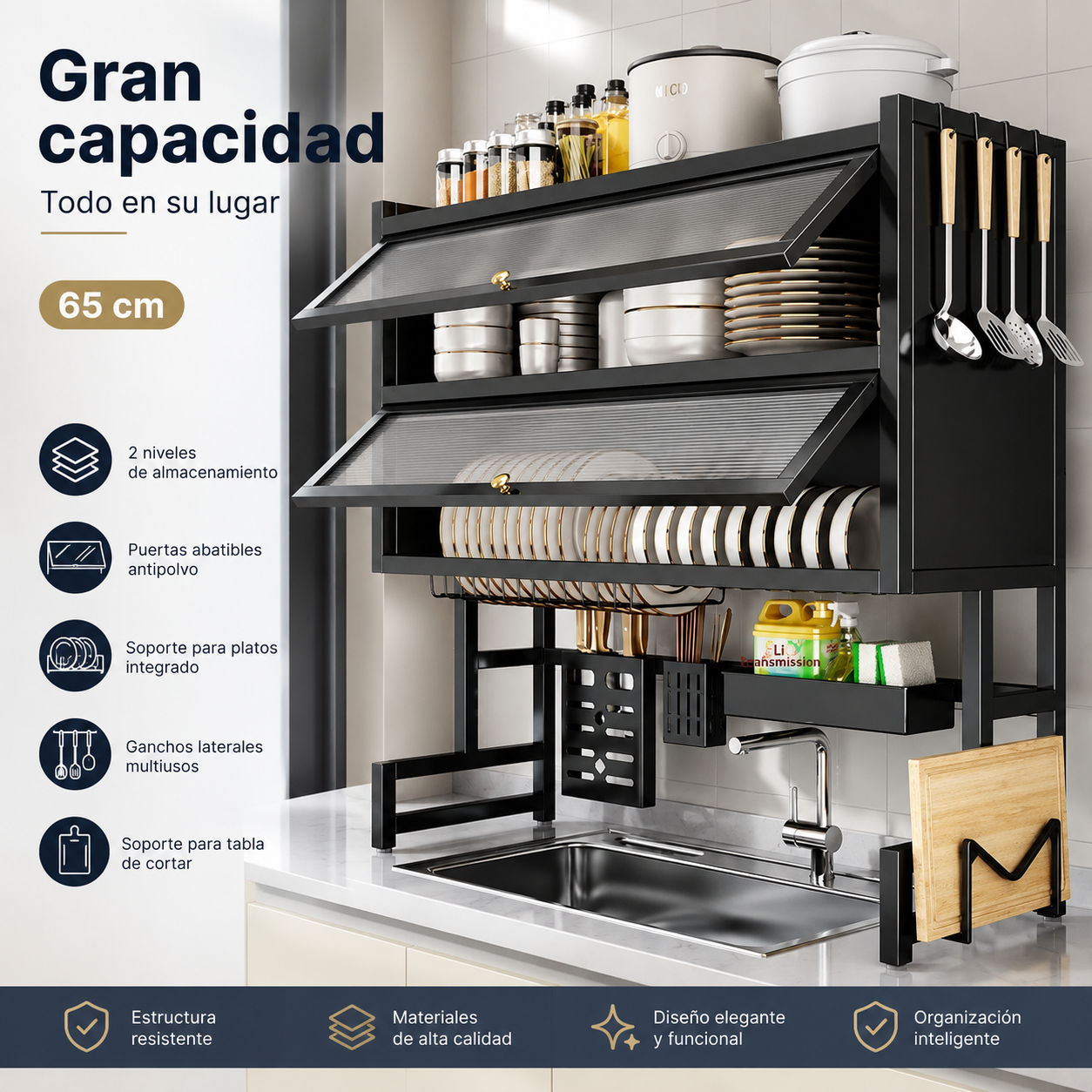 Escurridor 3 Níveles – Más Espacio, Menos Desorden!
