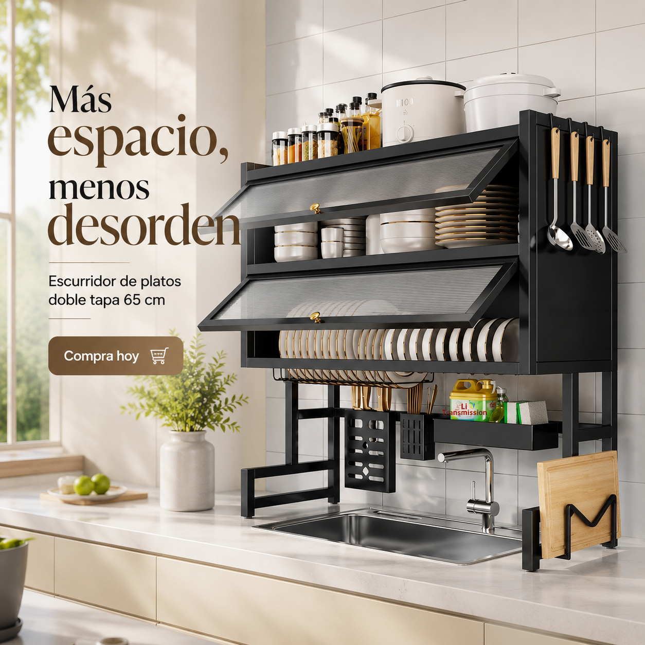 Escurridor 3 Níveles – Más Espacio, Menos Desorden!